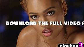 Whoa, check out this busty black MILF's steamy post-workout posing in lingerie!