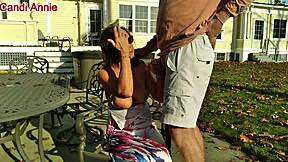 mature candi annie milks cock outdoors swallows hot cum