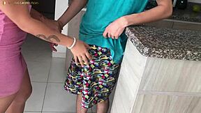 Curvy Colombian BBW Emily Fox with huge ass big natural tits gets fucked dominated humiliated by not-son during household chores