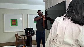 Hotel Tech Bursts In with 23cm Cock Ramming My Crossdressing Ass Raw