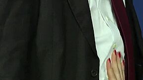 Ebony Bride in Wedding Dress Jerks Old Cock CFNM with BFF Threesome