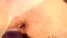 Milf Wife's Saggy Tits and Shaved Pussy Oiled Up Before Intense Ride