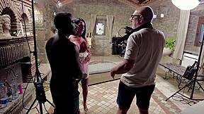 Margot backstage with Freddy Gong ready for quick creampie?