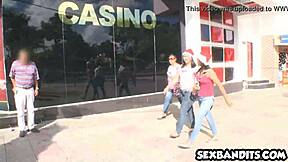 Freaky Latina Teen with Braces Gulps Huge Dick Load!