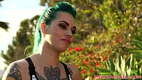 INKED emo BABE RIDES black COCK hard in spooning interracial fuck