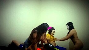 halloween orgy sees old man fuck teen women doggystyle till creampie swaps