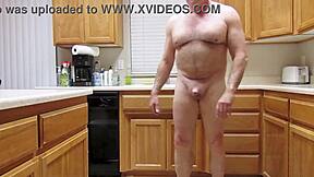 simscristian05's rock hard cock flashes sheer in kitchen naked!