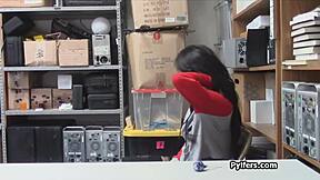 kinky latina thief bounces on guard's thick cock after shop bust