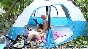 redhead milf dives into hardcore group action surrounded by nature in the deep forest outdoors