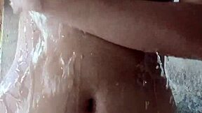 LOOK at this innocent curvy LATINA bathing, SPY CAM catches EVERY curve!