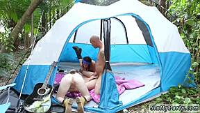 redhead milf dives into hardcore group action surrounded by nature in the deep forest outdoors