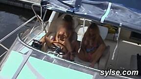 Girlfriends flash public train orgy deflowers young stud's virgin ass