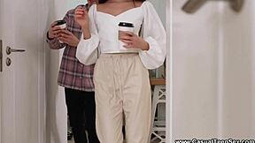 after table pussy lick emily c rides to creampie finish casual