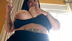 bbw mary jhuana flashes huge tits smoking at motel window exhibitionist style