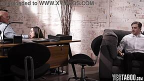 mature guy pounds milf secretary doggystyle at work while stepson watches the share