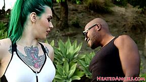 INKED emo BABE RIDES black COCK hard in spooning interracial fuck