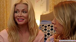 Why Does Big Tits Milf Dove-Fuck Blonde Neighbor's Shaved Pussy?
