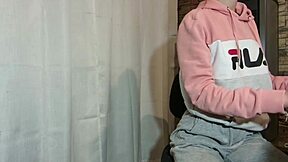 The cute skinny amateur shakes her big hairy ass while twerking on webcam close up