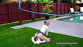 Volleyball Babe Rides Trainer's Hard Cock After Teasing Him