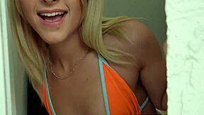 Petite blonde stepdaughter Joey Emma Bugg rides cock during hardcore workout