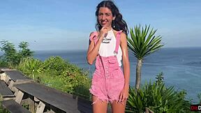 Security guard, did you catch that skinny teen naughty in garden for sea view pounding?