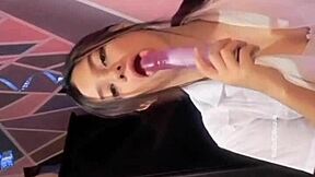 college girl rocks her dildo hard in solo ass worship session