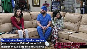 solana spreads shaved pussy wide in first gyno exam