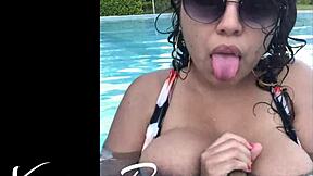 i pay my stepbro to film our taboo pool porno with doggystyle ass pounding