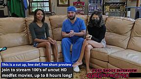 solana spreads shaved pussy wide in first gyno exam