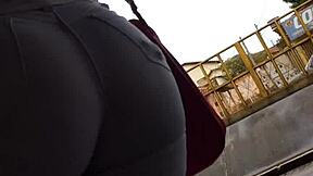 candid big ass beauty caught hidden on bus, teasing her juicy curves for sneaky amateur thrills.