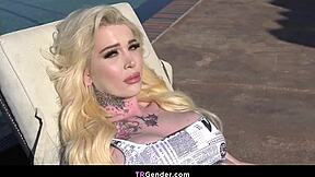 Tiny dick tgirl gracie jane gets fucked hard by tattooed shemale aphrodite adams with handjob start