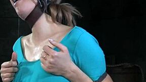 breastbondage sub gets bound tight on the sex machine