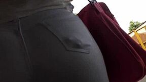 candid big ass beauty caught hidden on bus, teasing her juicy curves for sneaky amateur thrills.