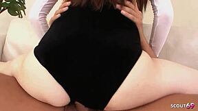 cute japanese teen in swimsuit joins mmf threesome