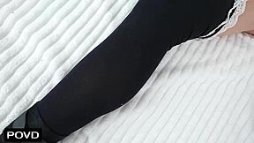 naughty petite slut bound to bed begs for creampie pounding
