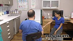 hey, don't tell the doc but this nurse cums hard with her vibrator on duty