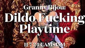 granny bijou rams dildo deep in pussy for hardcore playtime