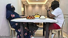 Muslim Widow Mom's Dinner Date Turns into Bent Over Pussy Pounding First Night Sex