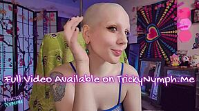 Eyebrow Head Shaving Teaser with Curvy Blonde in Fishnets