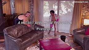 Dominatrix mistress april watches slaves fuck in secret.