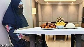 Muslim Widow Mom's Dinner Date Turns into Bent Over Pussy Pounding First Night Sex