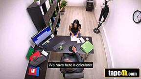 Perky Titted Teen Offers Titties for Car Loan and Rides Monster Cock at Desk