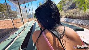 Ophelia Purr's innocent face hides her tight pussy whoring in outdoor interracial doggystyle