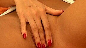 beautiful girl spreads legs on sofa for slow teasing webcam masturbation close-up