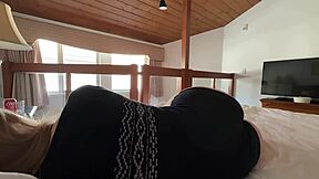 yo, sharing this hotel bed with my horny curvy stepsis leads to wet pussy creampie action