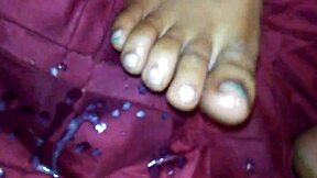 ebony feet tease cock to explosive cumshot