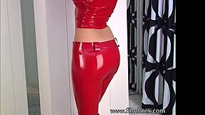 red latex babe gemma struts in killer high heels pure fetish temptation!