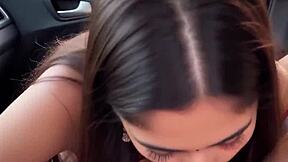 A Cute Indian Girls Sloppy Deepthroat Blowjob On Monster Cock In Car Cum Mouth