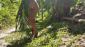 A voyeur snaps tall naked girl in Amazon jungle wildness