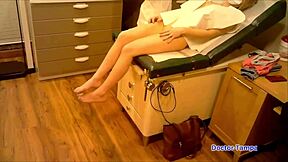 dr tampa examines stacy shepard's shaved pussy in university physical with gloves and tickling